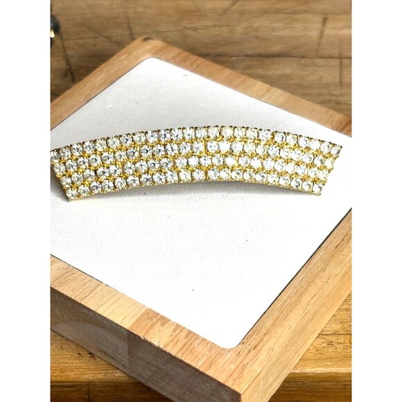Made in France Gold Crystal Rhinestone Hair Clip Made In France Elegant Design - Picture 1 of 9